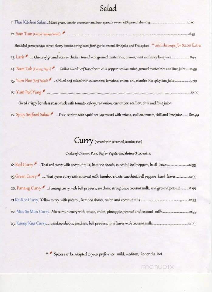 Thai Kitchen - Bethlehem, PA menu_pic