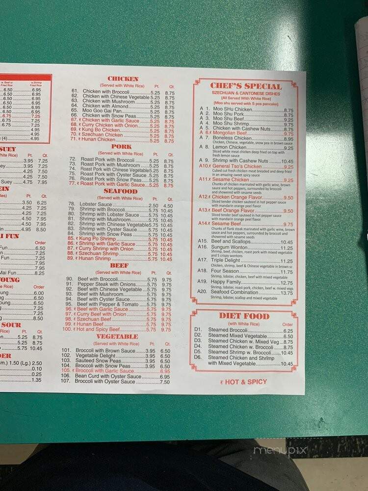 Hong Kong Chinese Restaurant - Florence, SC menu_pic