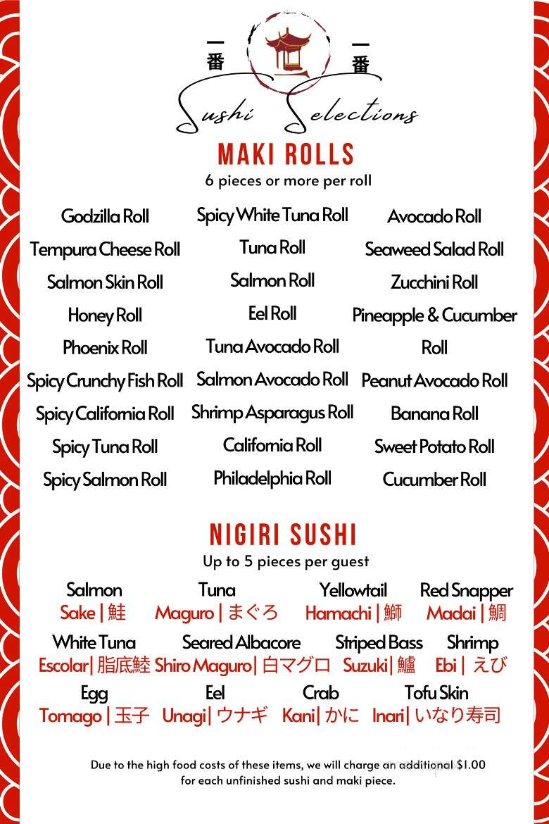 Ichiban - Williamsburg, VA menu_pic