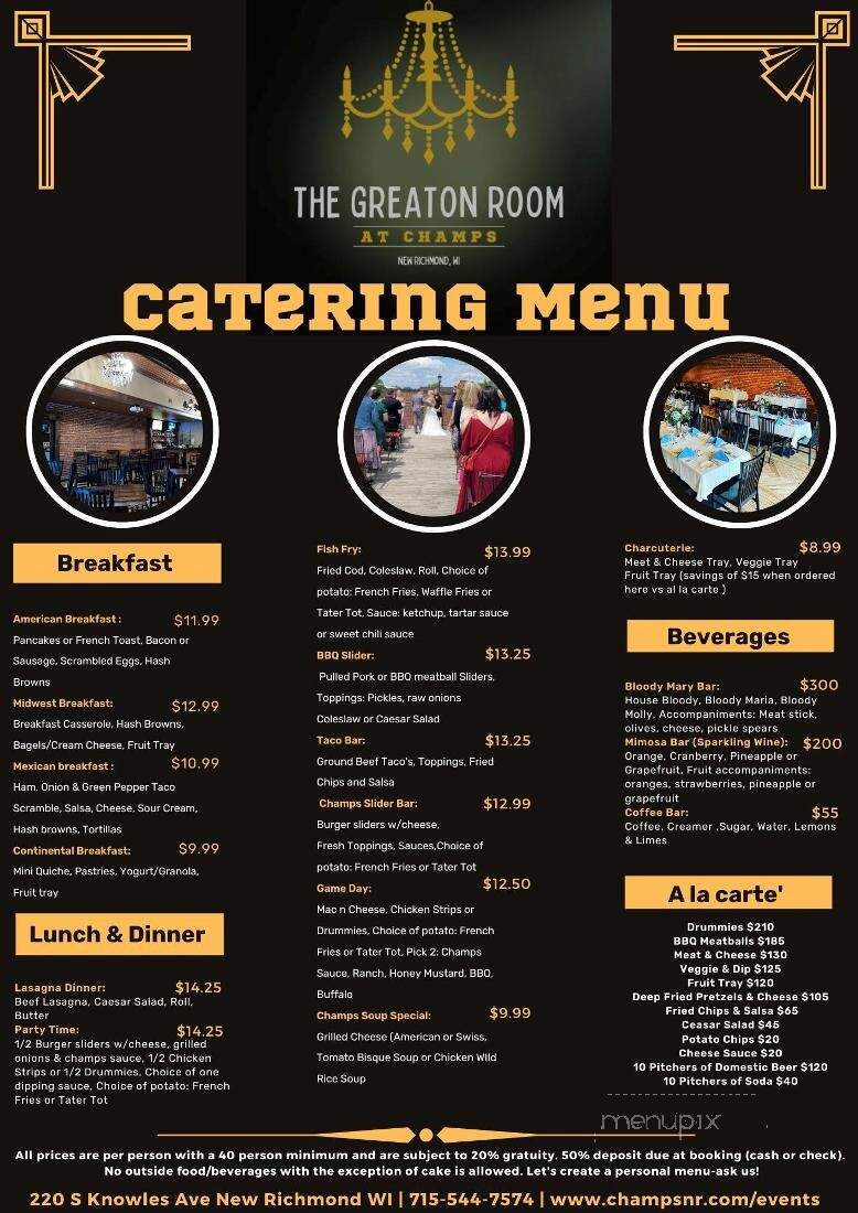 Champs Sports Bar & Grill - New Richmond, WI menu_pic
