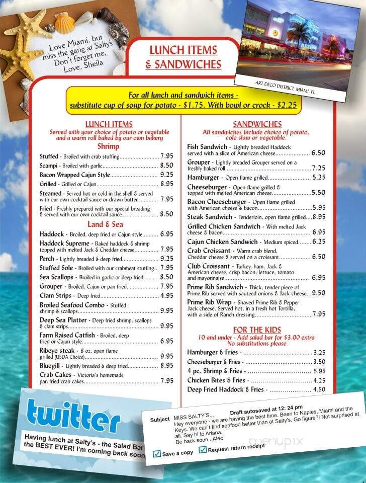 Salty's Seafood & Spirits - Fond Du Lac, WI menu_pic