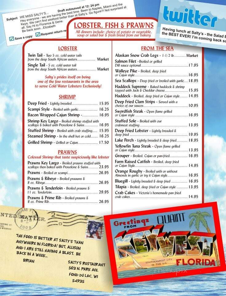 Salty's Seafood & Spirits - Fond Du Lac, WI menu_pic