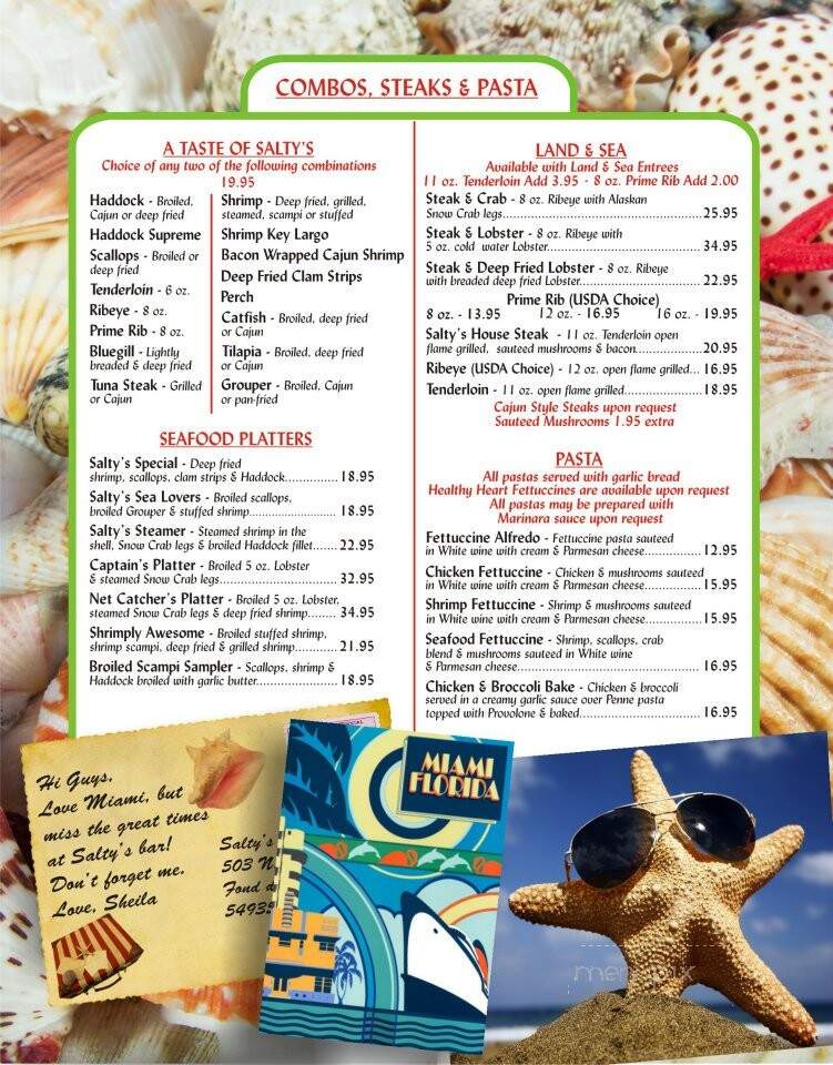 Salty's Seafood & Spirits - Fond Du Lac, WI menu_pic