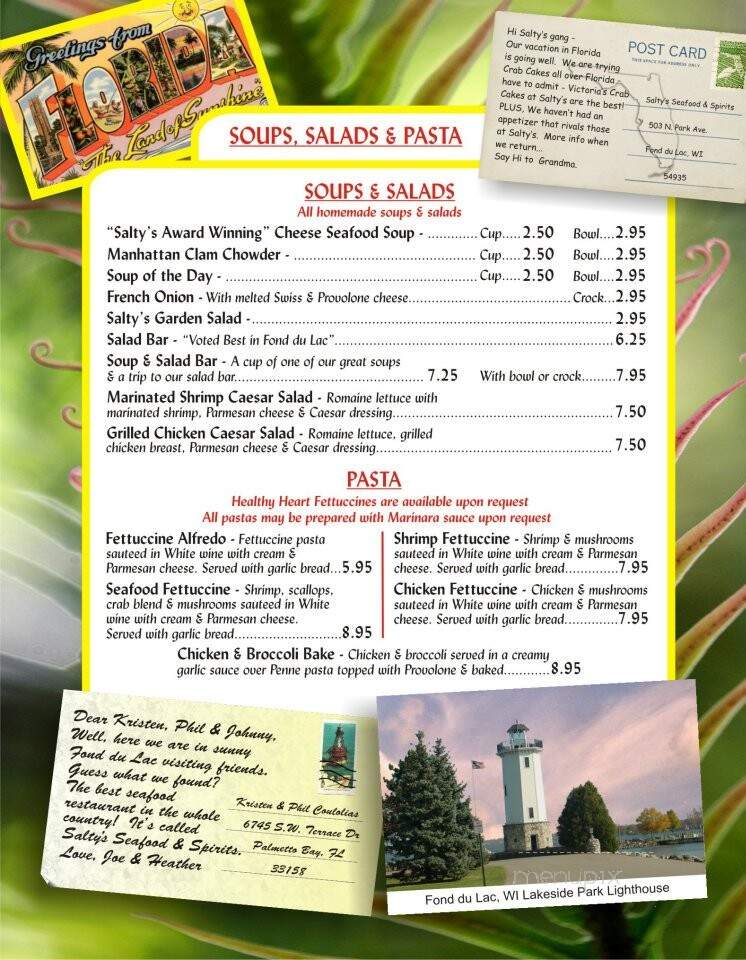 Salty's Seafood & Spirits - Fond Du Lac, WI menu_pic