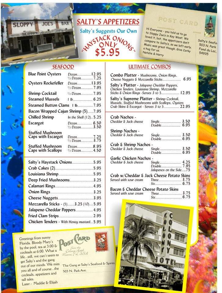 Salty's Seafood & Spirits - Fond Du Lac, WI menu_pic