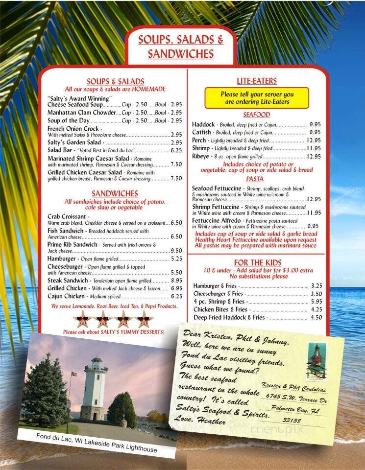 Salty's Seafood & Spirits - Fond Du Lac, WI menu_pic