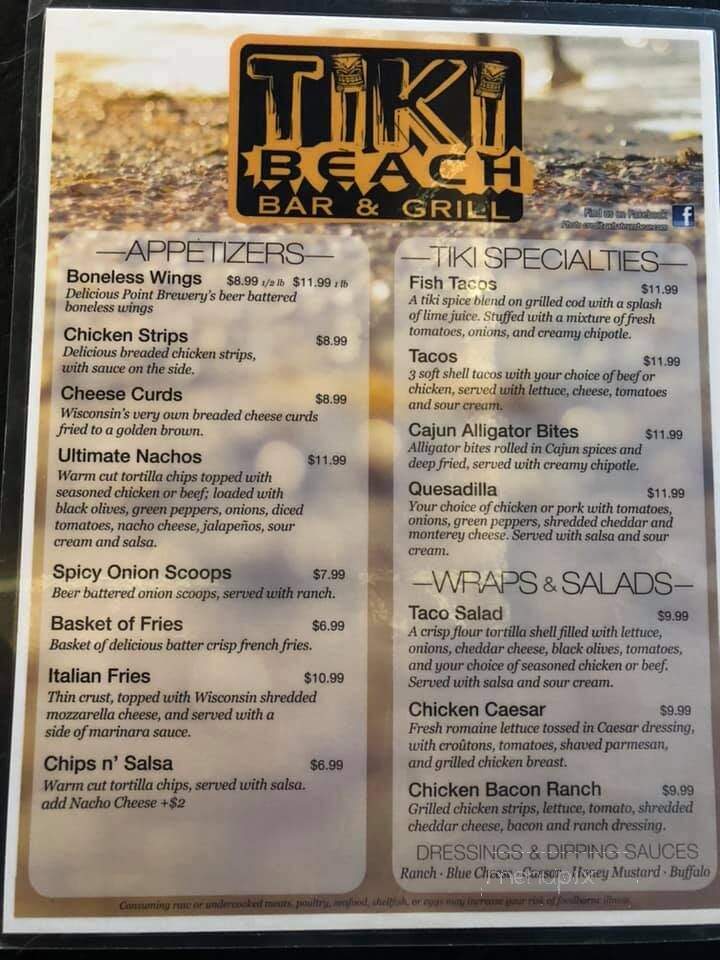 Tiki Bar On Dubay - Mosinee, WI menu_pic