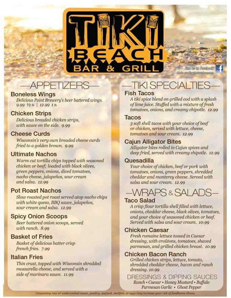 Tiki Bar On Dubay - Mosinee, WI menu_pic