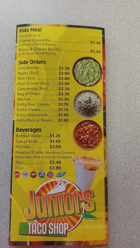 Juniors Taco Shop - Vista, CA menu_pic