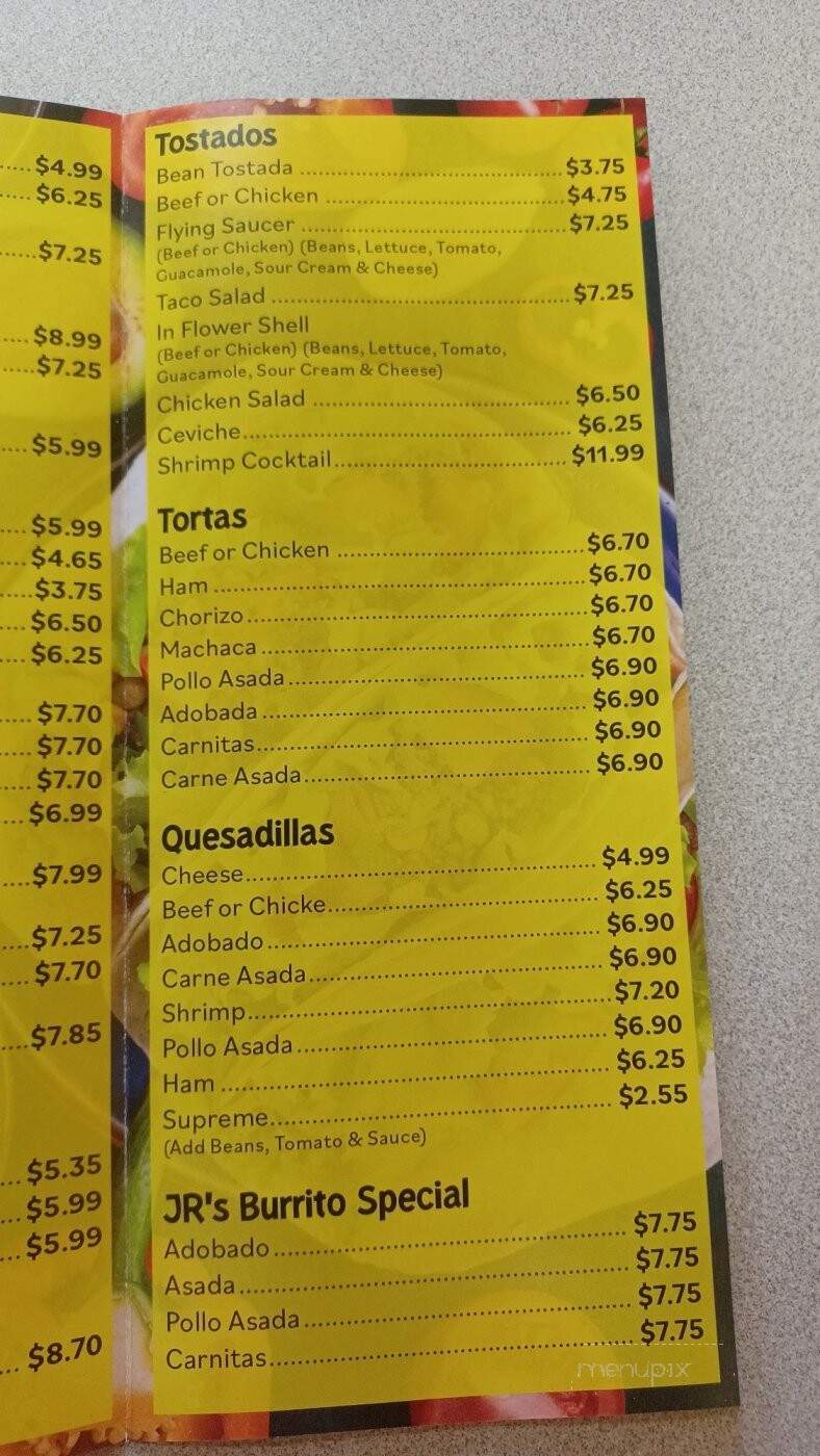Juniors Taco Shop - Vista, CA menu_pic