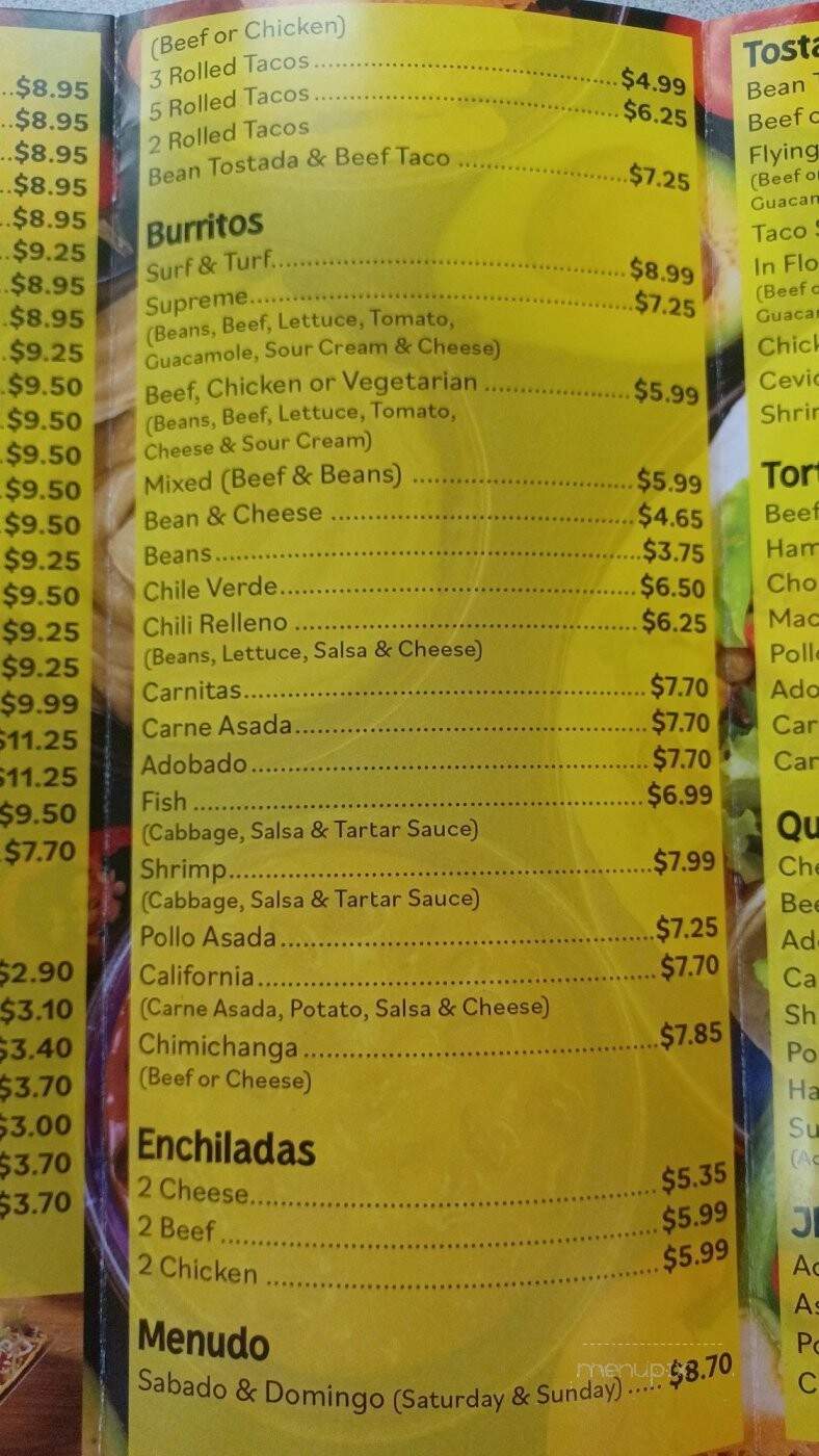 Juniors Taco Shop - Vista, CA menu_pic