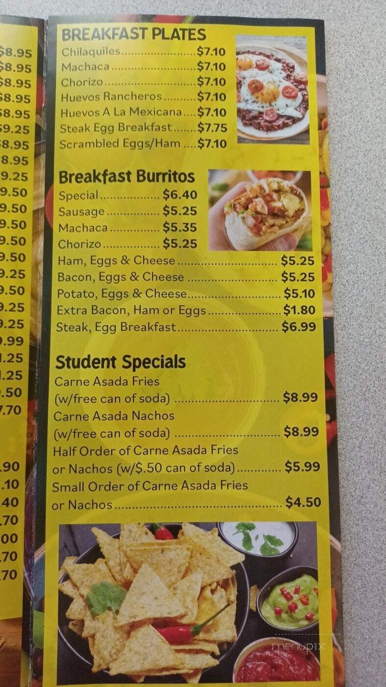 Juniors Taco Shop - Vista, CA menu_pic