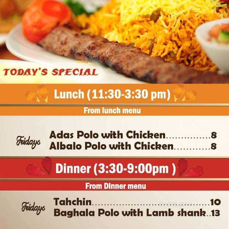 Bahar Restaurant - Mission Viejo, CA menu_pic