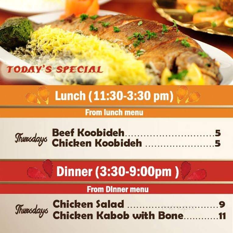 Bahar Restaurant - Mission Viejo, CA menu_pic