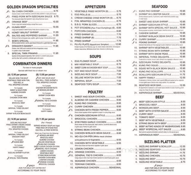 Golden Dragon Chinese Restaurant - Turlock, CA menu_pic