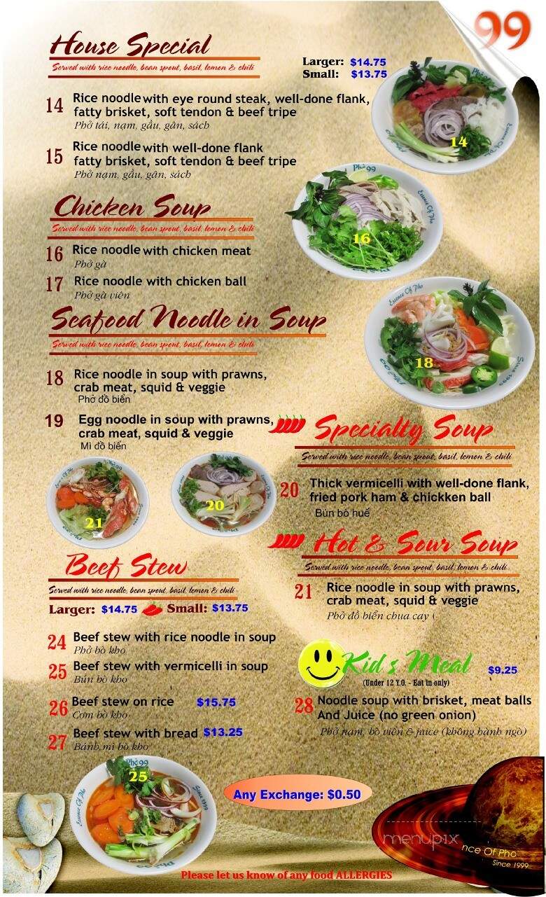 Pho 99 Delta - Delta, BC menu_pic