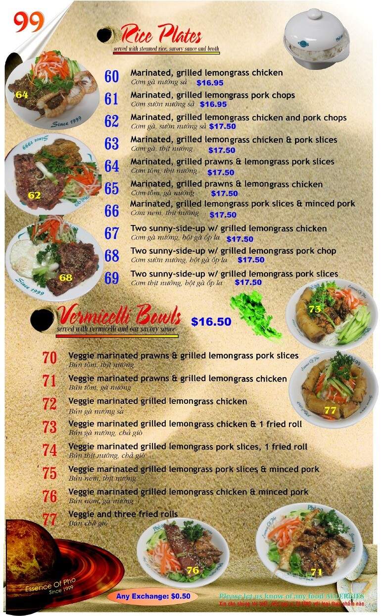 Pho 99 Delta - Delta, BC menu_pic