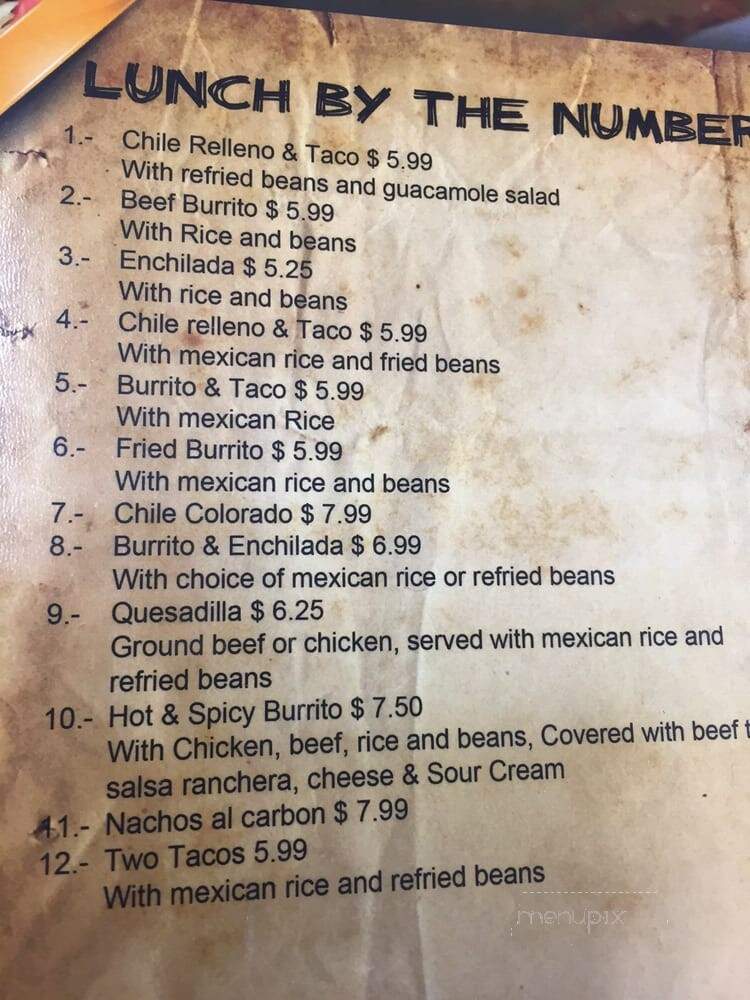 El Cazador - Lima, OH menu_pic