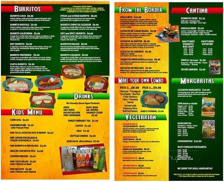 El Cazador - Lima, OH menu_pic
