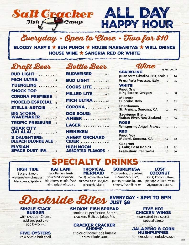 Salt Cracker Fish Camp - Clearwater, FL menu_pic