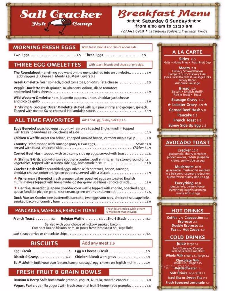 Salt Cracker Fish Camp - Clearwater, FL menu_pic