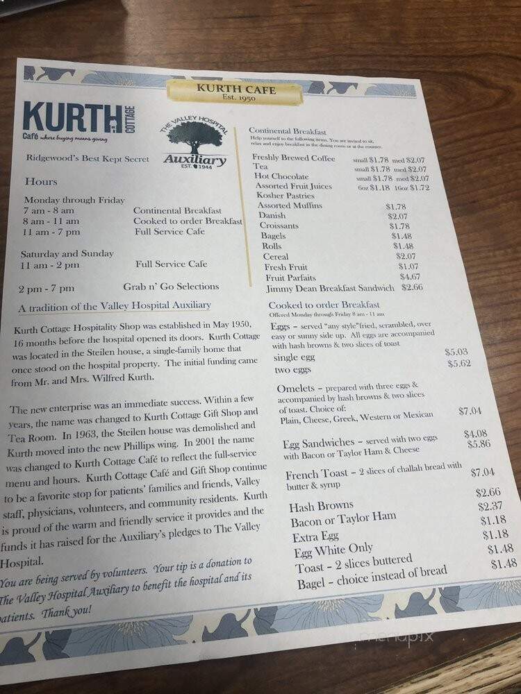 Kurth Cottage Cafe - Ridgewood, NJ menu_pic