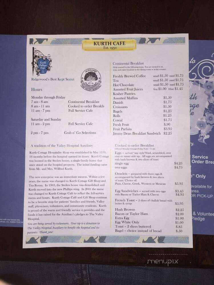 Kurth Cottage Cafe - Ridgewood, NJ menu_pic