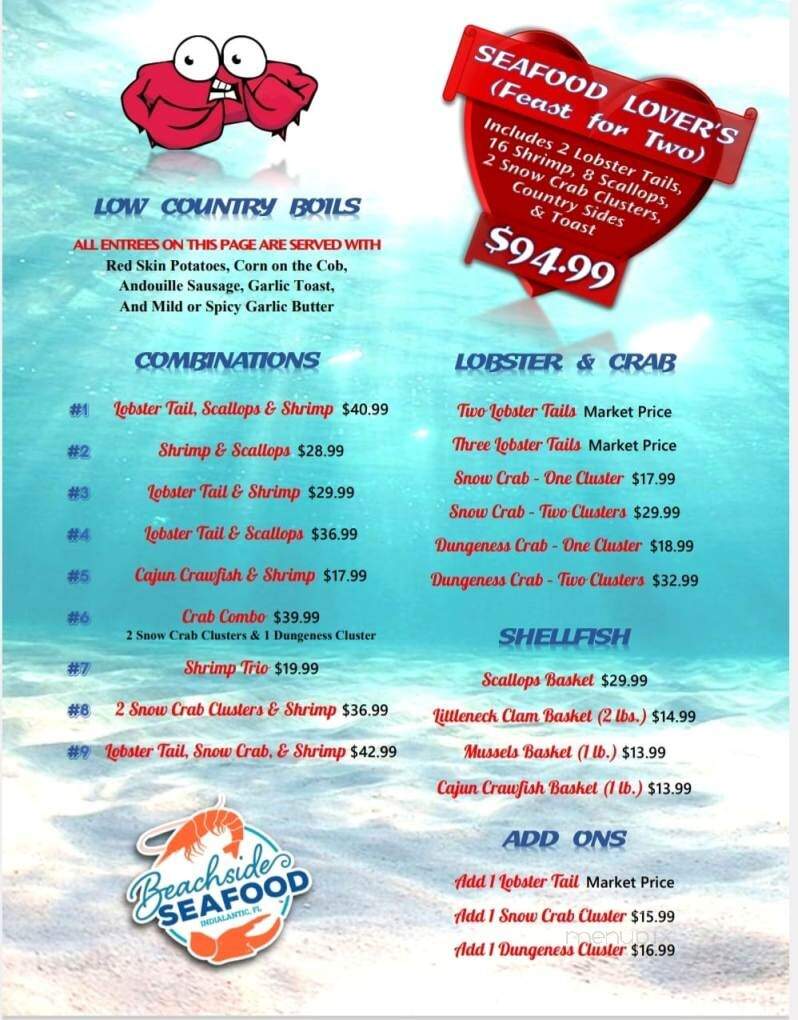Beachside Seafood - Indialantic, FL menu_pic