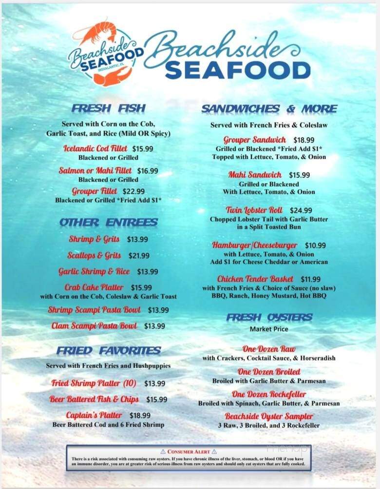 Beachside Seafood - Indialantic, FL menu_pic