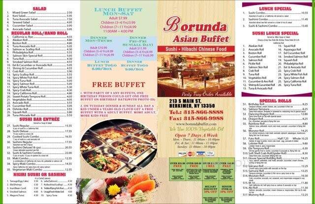 Borunda Buffet - Herkimer, NY menu_pic