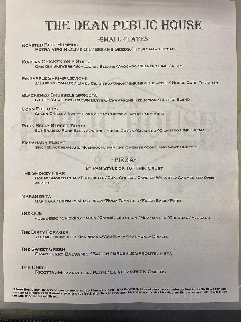 The Dean Public House - Hot Sulphur Springs, CO menu_pic