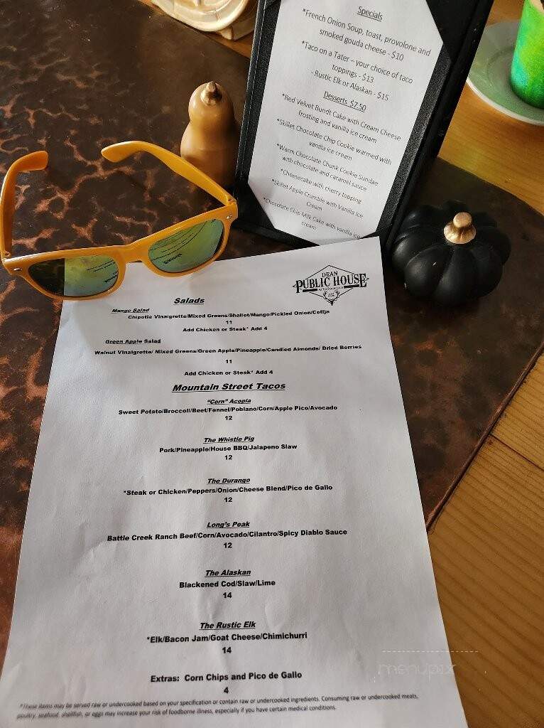 The Dean Public House - Hot Sulphur Springs, CO menu_pic