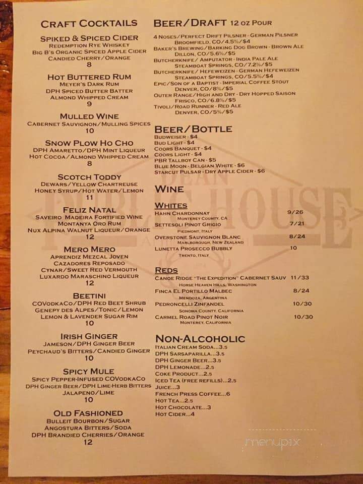 The Dean Public House - Hot Sulphur Springs, CO menu_pic