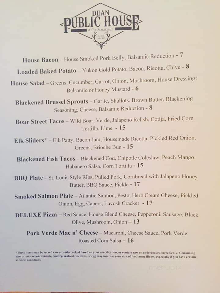 The Dean Public House - Hot Sulphur Springs, CO menu_pic