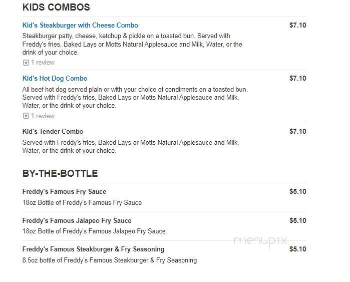 Freddy's Frozen Custard & Steakburgers - Oak Ridge, TN menu_pic
