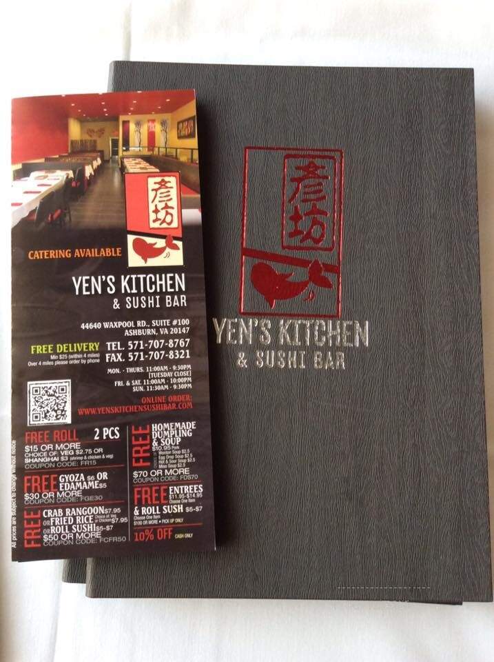 Yen's Kitchen and Sushi Bar - Ashburn, VA menu_pic