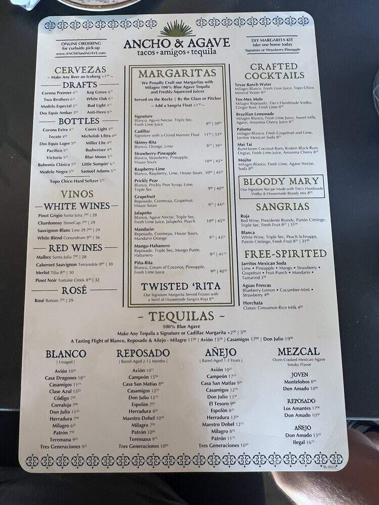Ancho & Agave - Bloomington, IL menu_pic