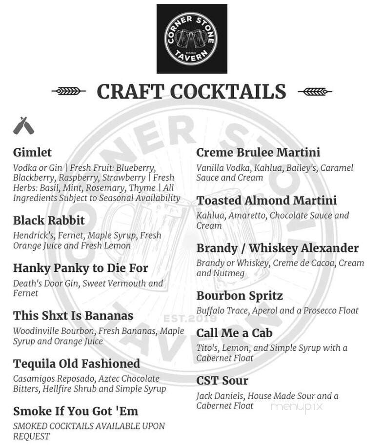 Corner Stone Tavern - Lemont, IL menu_pic