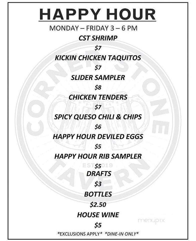 Corner Stone Tavern - Lemont, IL menu_pic