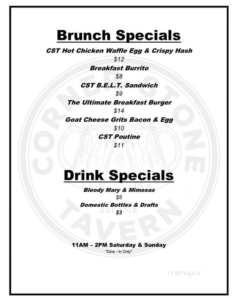 Corner Stone Tavern - Lemont, IL menu_pic