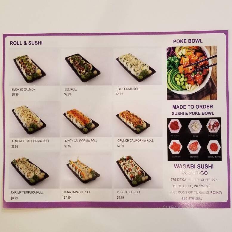 Wasabi Sushi & Poke - Blue Bell, PA menu_pic