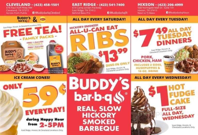 Buddy's Bar-B-Q - East Ridge, TN menu_pic