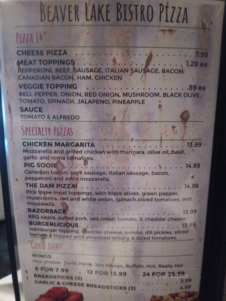 Beaver Lake Bistro - Rogers, AR menu_pic