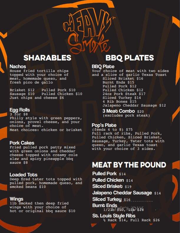 Heavy Smoke BBQ - O'Fallon, MO menu_pic
