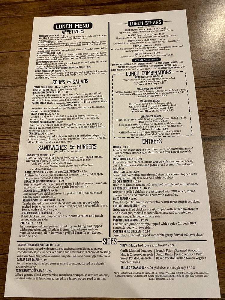 Briquettes - Spanish Fort, AL menu_pic