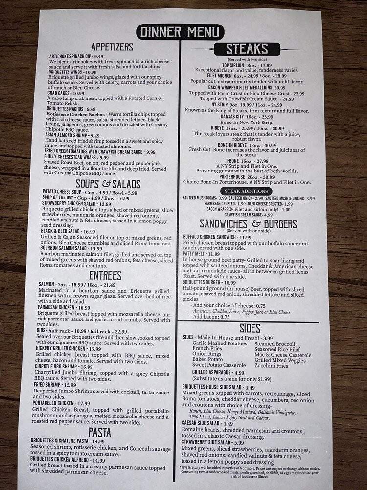 Briquettes - Spanish Fort, AL menu_pic