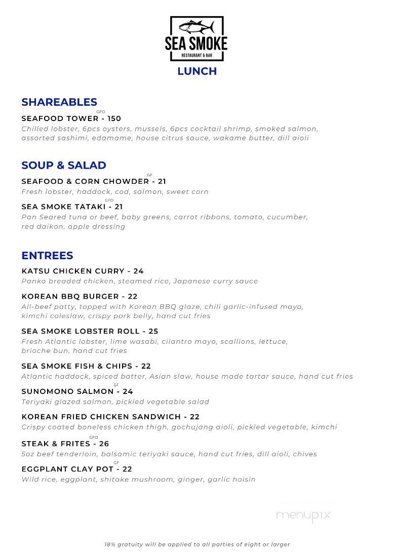 Sea Smoke Restaurant - Halifax, NS menu_pic