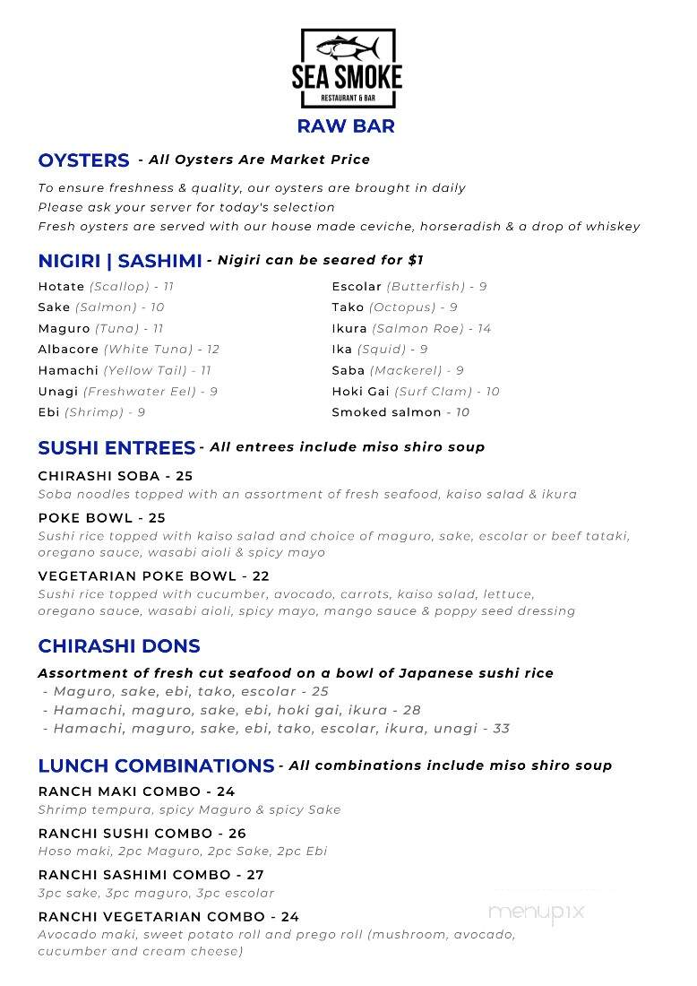 Sea Smoke Restaurant - Halifax, NS menu_pic