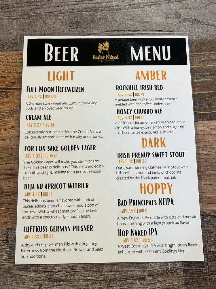 Barley Naked Brewing Company - Stafford, VA menu_pic