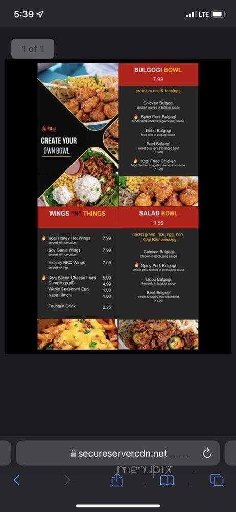 Kogi Asian Grill - Gaithersburg, MD menu_pic